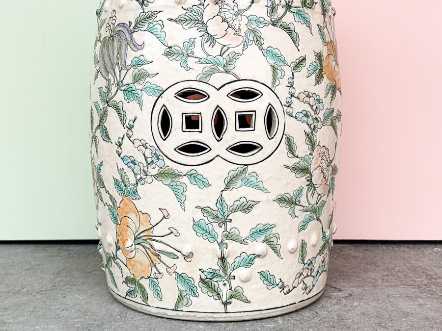 Pretty Peach Chinoiserie Garden Seat