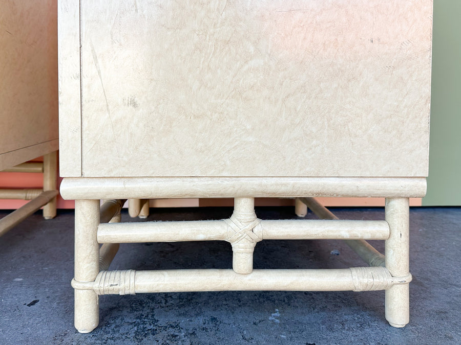 Pair of Ficks Reed Rattan Nightstands