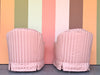Pair of Pink Chic Upholstered Swivel Chairs