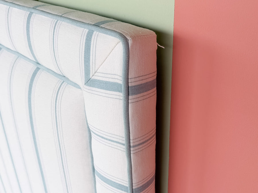 Pair of Striped Upholstered Twin Headboards