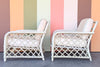 Pair of Ficks Reed Rattan Lattice Lounge Chairs