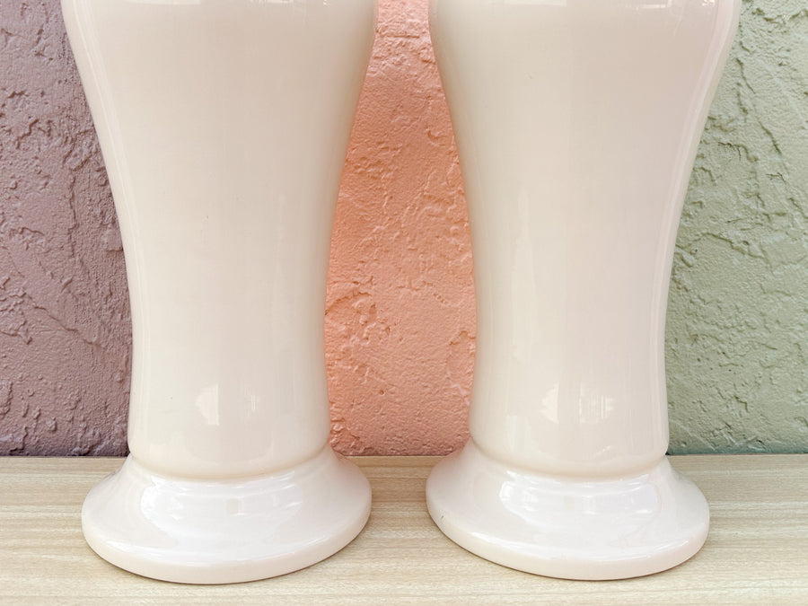 Pair of Coffee Cream Ceramic Lamps