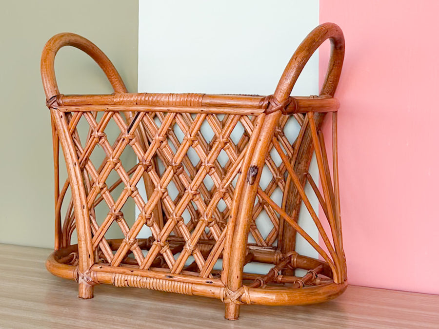 Old Florida Rattan Magazine Rack