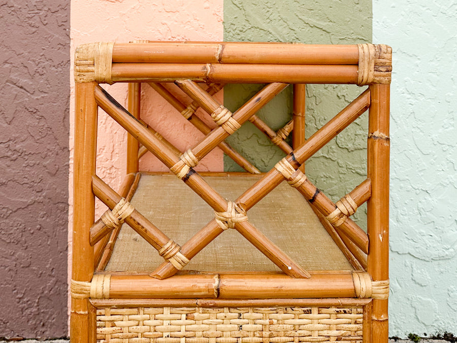 Chippendale Rattan Bar Cart