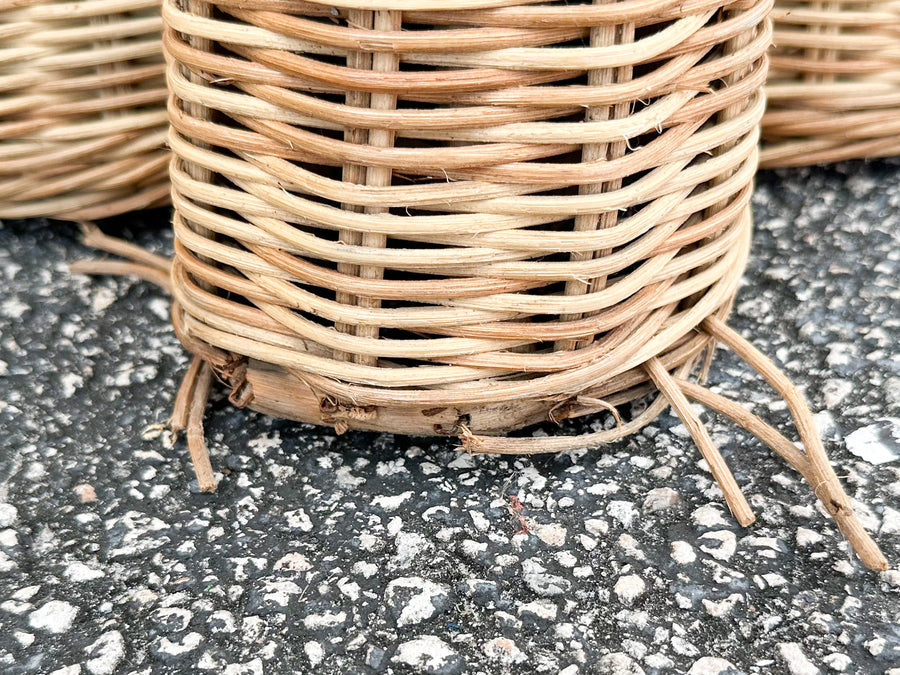Pair of Modern Draped Wicker Side Tables