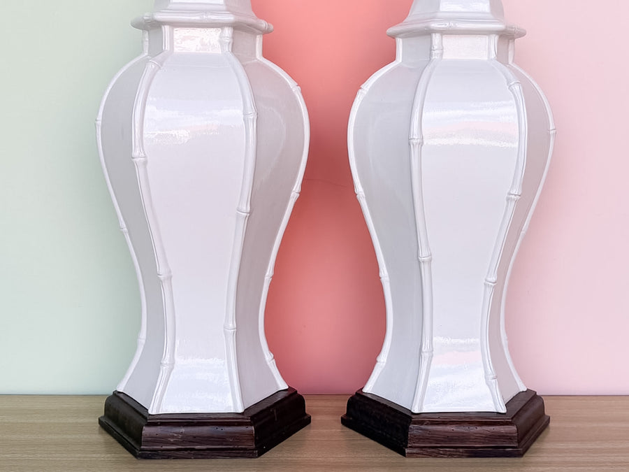 Pair of Palm Beach Style Faux Bamboo Lamps