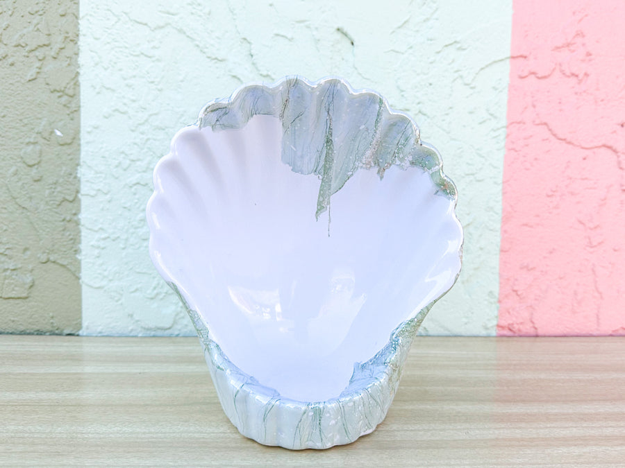 Pair of Seafoam Haeger Shell Vases