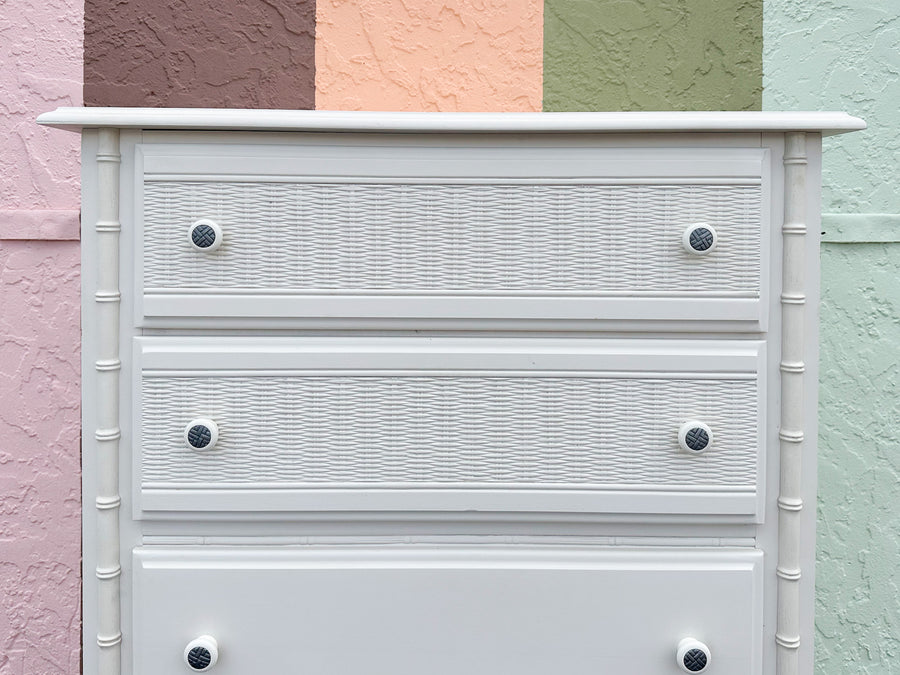 Palm Beach Style Faux Bamboo Tall Chest