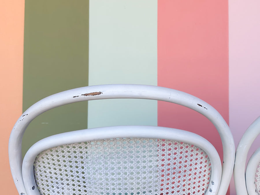 Rattan and Cane Sweetheart Bench
