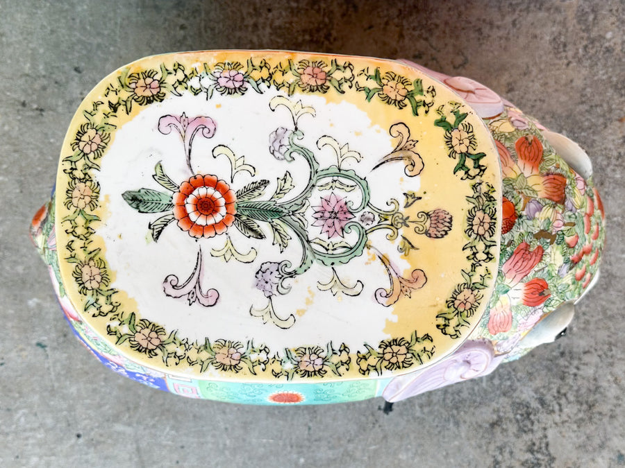 Chinoiserie Chic Colorful Ceramic Elephant Garden Seat