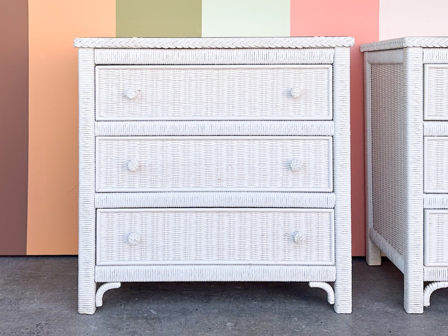 Pair of Henry Link Wicker Oversized Nightstands
