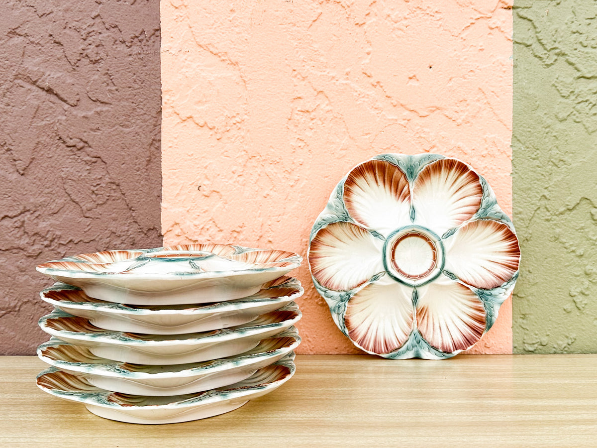 Set of Six Digoin Oyster Plates