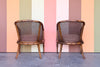 Pair of Handsome Faux Bamboo Cane Barrel Chairs