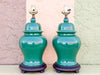 Pair of Forest Green Ginger Jar Lamps