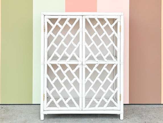 Painted Chippendale Rattan Cabinet