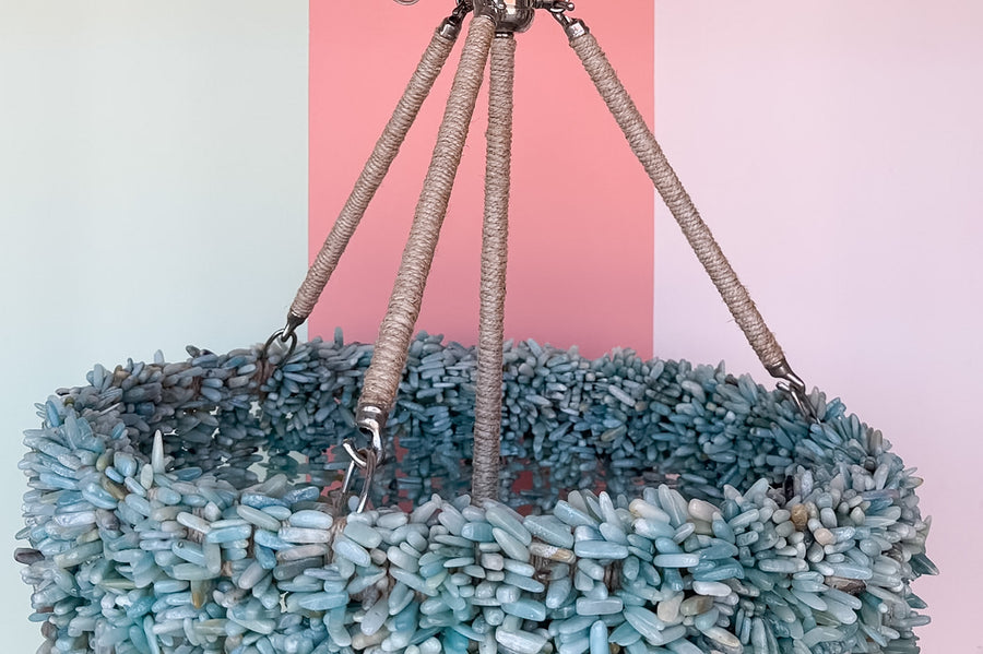 Modern Turquoise Beaded Chandelier