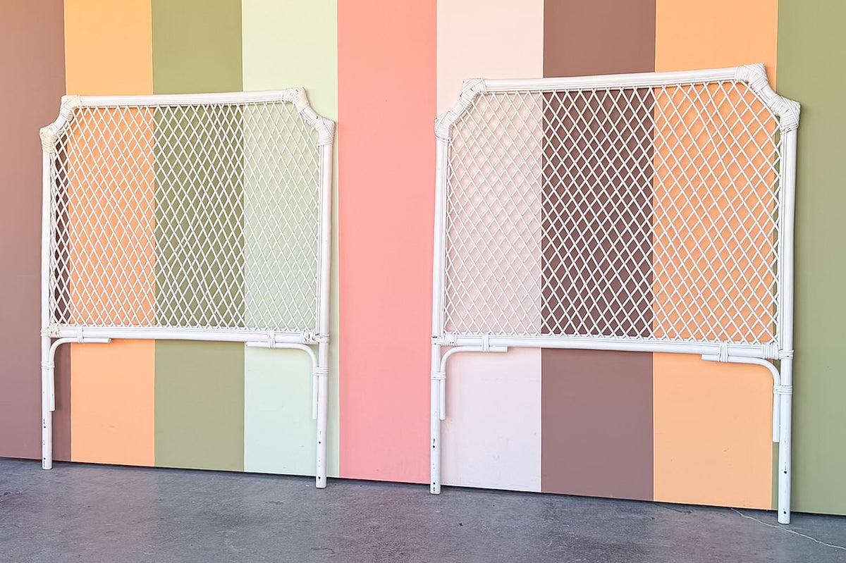Pair of Lattice Rattan Twin Headboards