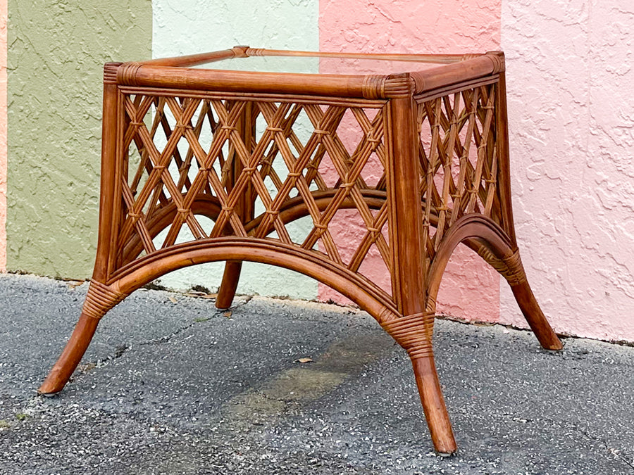 Rattan Lattice Side Table