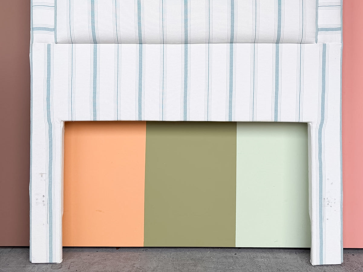 Pair of Striped Upholstered Twin Headboards