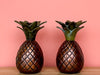 Pair of Bronze and Green Pineapple Candle Holders