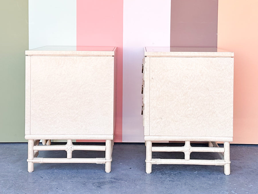 Pair of Ficks Reed Rattan Nightstands