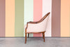Upholstered Faux Bamboo Barrel Chair