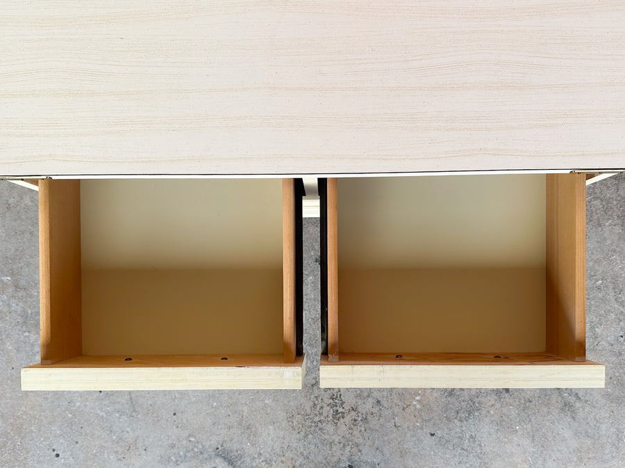Oversized Campaign Style Brass and Rattan Nightstand