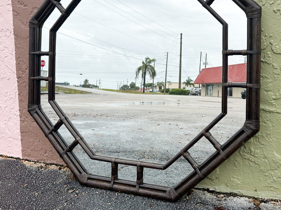Large Faux Bamboo Octagon MIrror