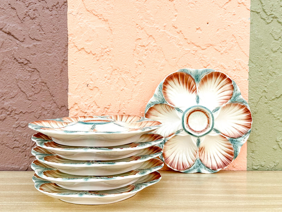 Set of Six Digoin Oyster Plates