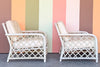 Pair of Ficks Reed Rattan Lattice Lounge Chairs