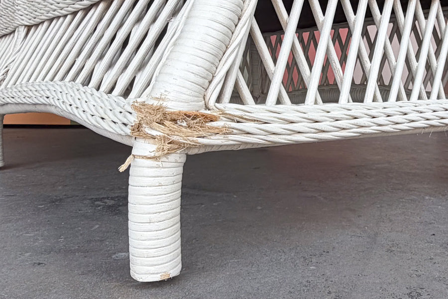 High Back Braided Rattan and Wicker Sette