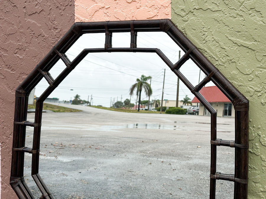 Large Faux Bamboo Octagon MIrror