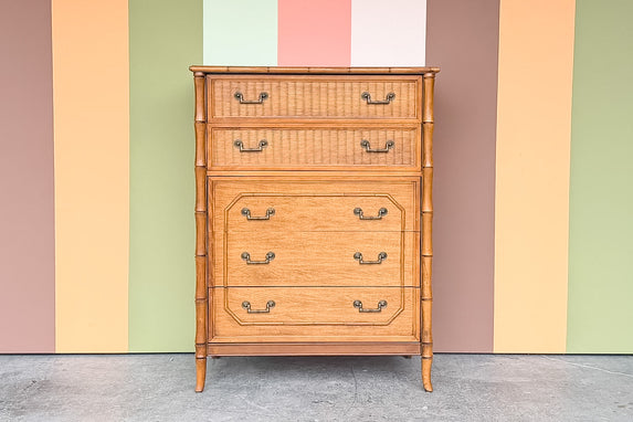 Natural Faux Bamboo Tall Chest