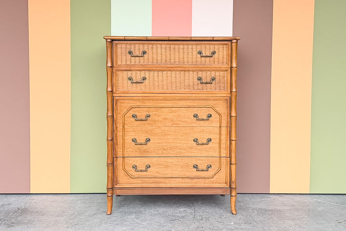 Natural Faux Bamboo Tall Chest