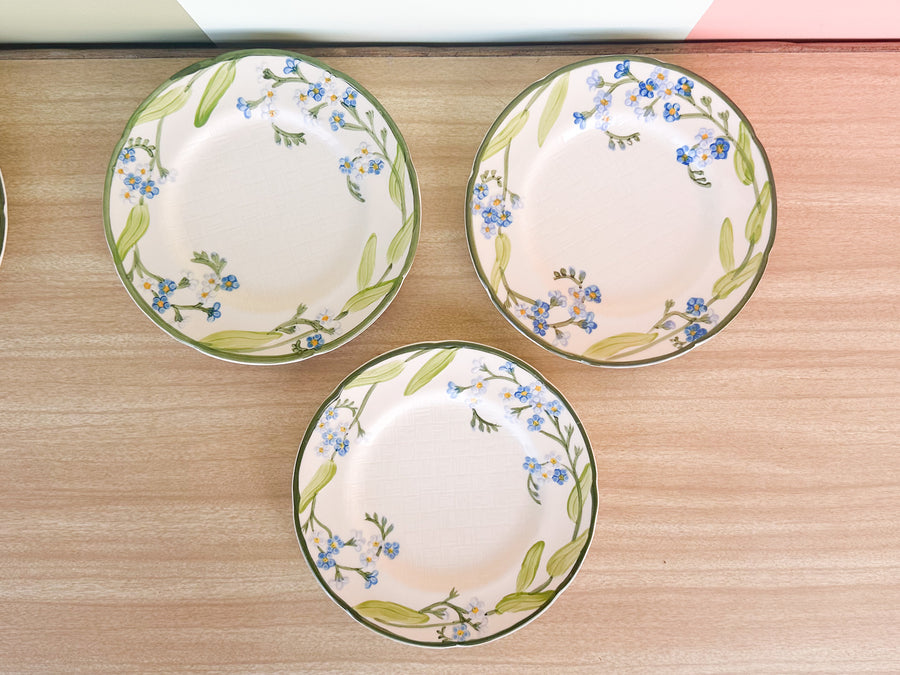 Set of Eight Franciscan Forget Me Not Salad Plates