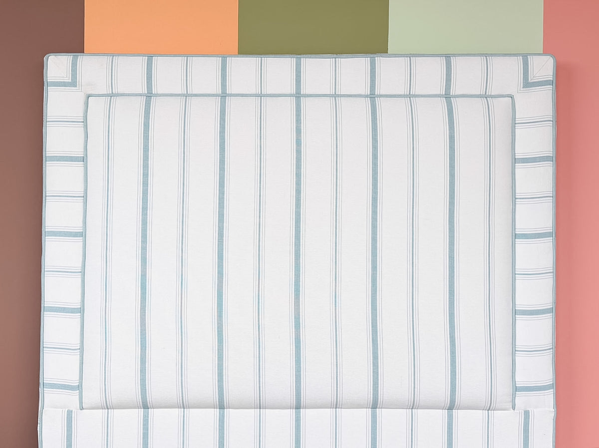 Pair of Striped Upholstered Twin Headboards