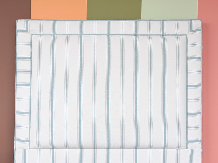Pair of Striped Upholstered Twin Headboards