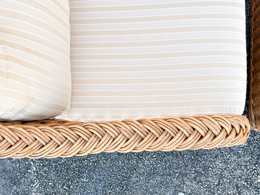 Braided Rattan Lounge Chair and Ottoman