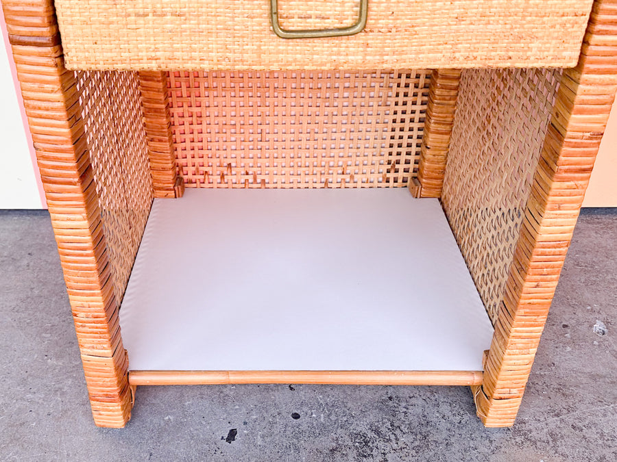 Coastal Cool Rattan and Laminate Nightstand