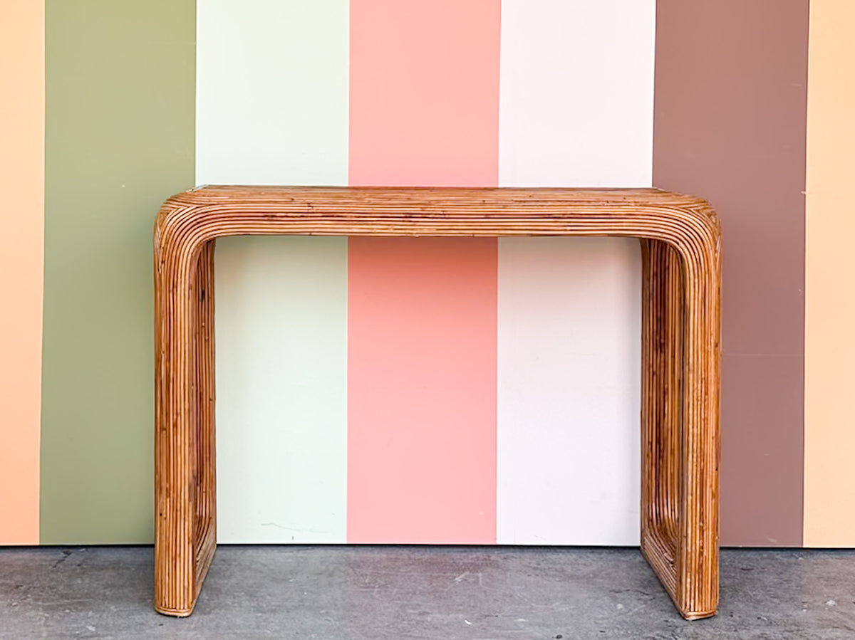 Coastal Chic Pencil Reed Rattan Console