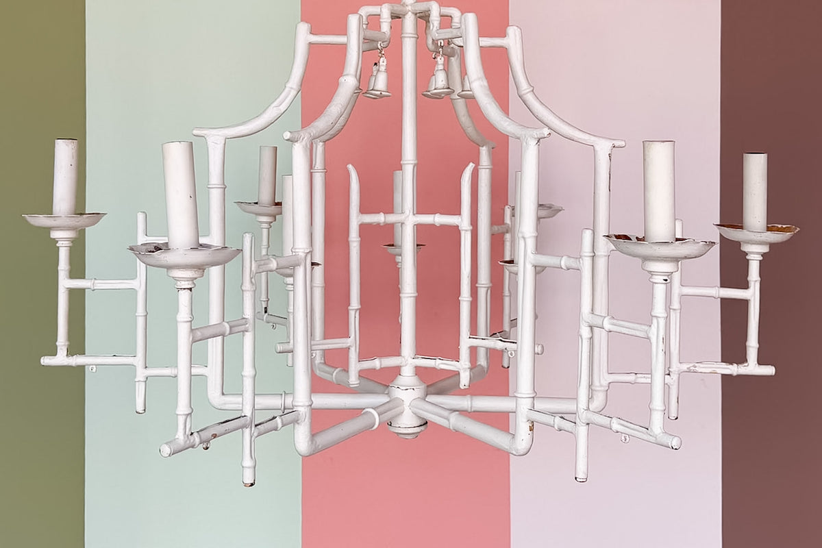 Large Faux Bamboo Pagoda Chandelier