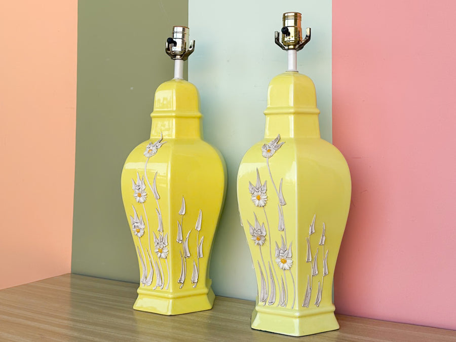 Pair of Yellow Daisy Icing Lamps