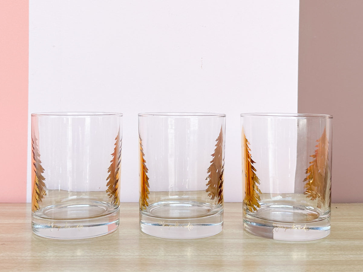 Set of Six Georges Briard Christmas Tree Glassware