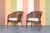 Pair of Handsome Faux Bamboo Cane Barrel Chairs