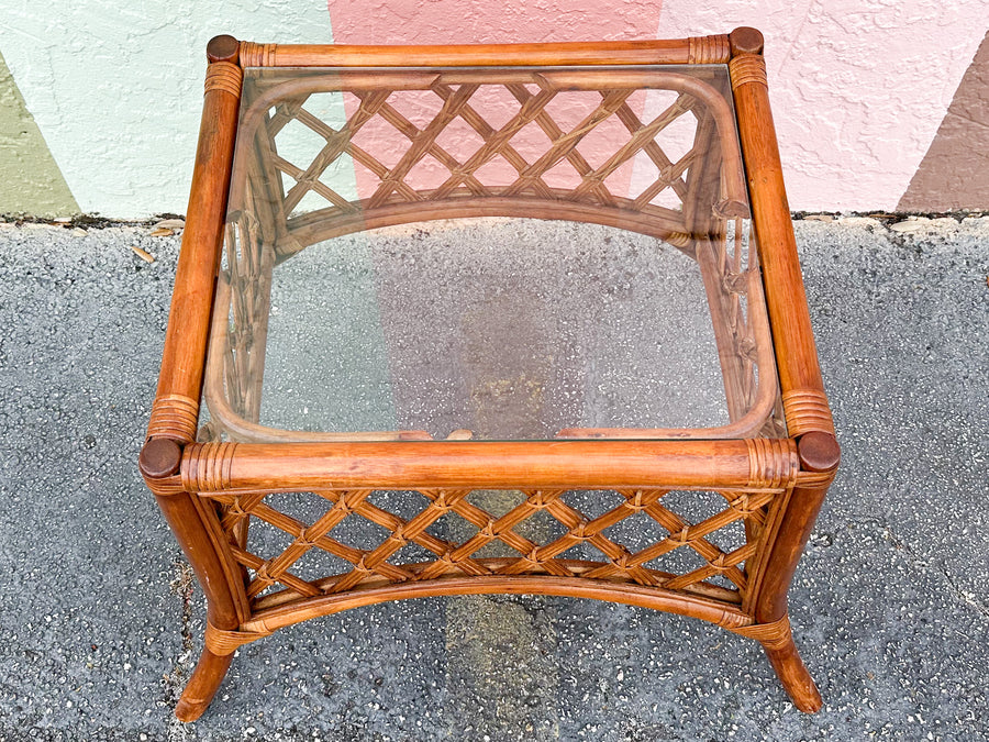 Rattan Lattice Side Table
