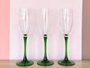 Set of Six French Green Champagne Glassware