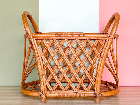 Old Florida Rattan Magazine Rack