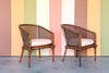 Pair of Handsome Faux Bamboo Cane Barrel Chairs