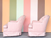Pair of Pink Chic Upholstered Swivel Chairs