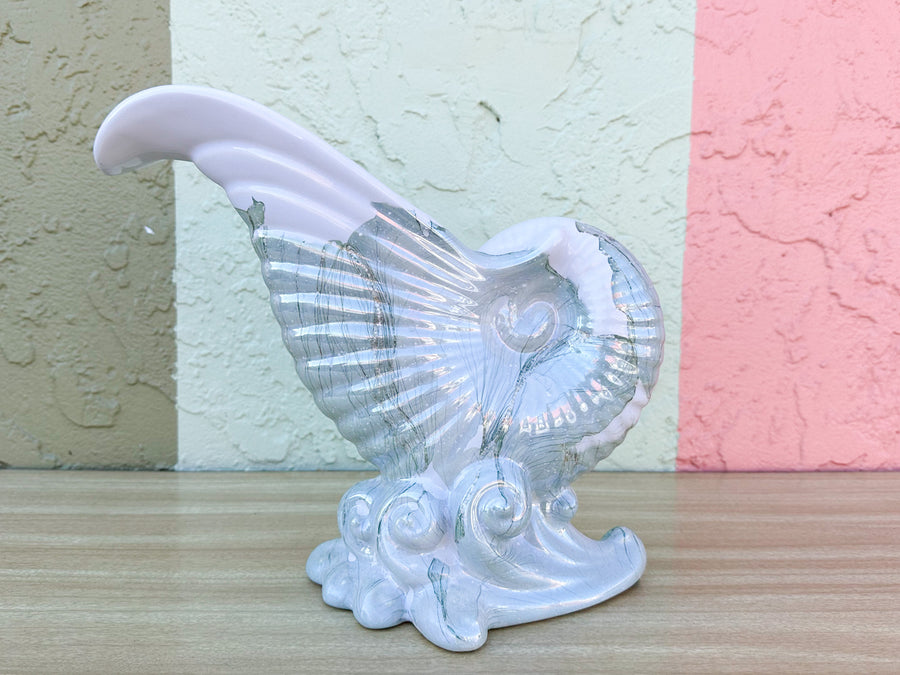 Pair of Seafoam Haeger Shell Vases